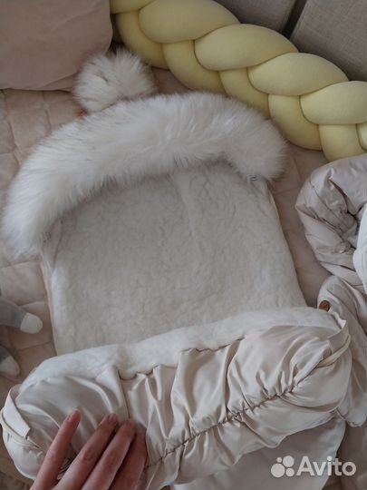 Конверт зимний на овчине для новорожденных