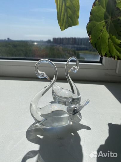 Статуэтка лебедь хрусталь антиквариат