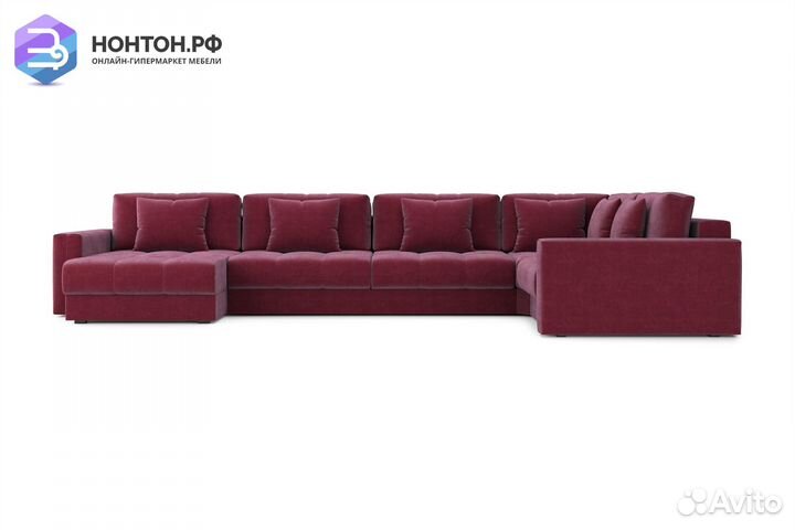 Диван п-образный тик-так Монарх бордовый