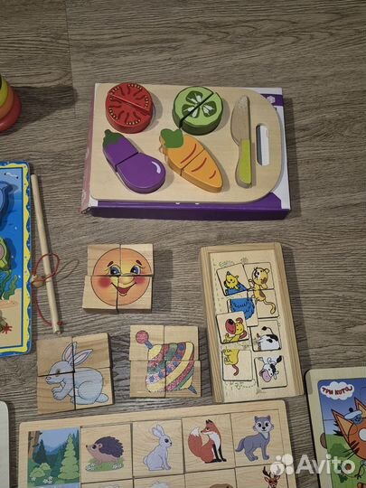 Деревянные развивающие игрушки для малышей пакетом