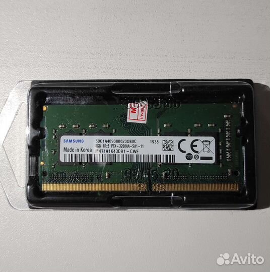 Новая память Samsung 8GB DDR4 SO-dimm для ноутбук
