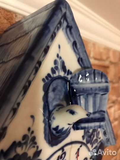 Гжель фарфор часы настенные 