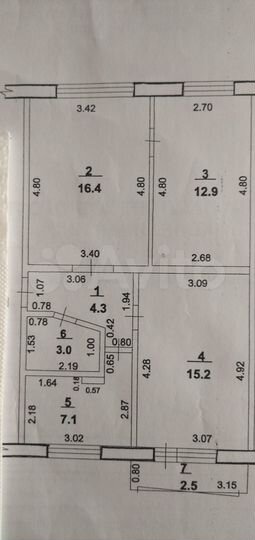 3-к. квартира, 58,9 м², 2/5 эт.