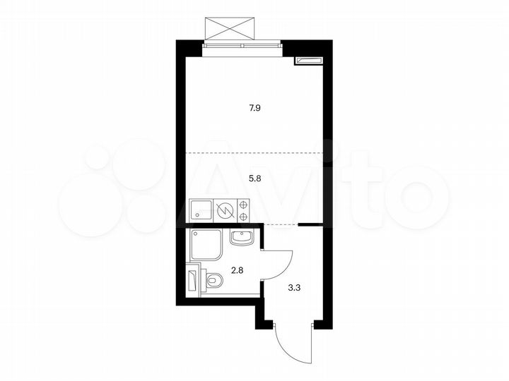 Квартира-студия, 19,8 м², 31/33 эт.