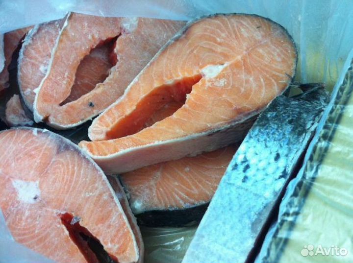 Стейки лосося средние замороженные 7кг