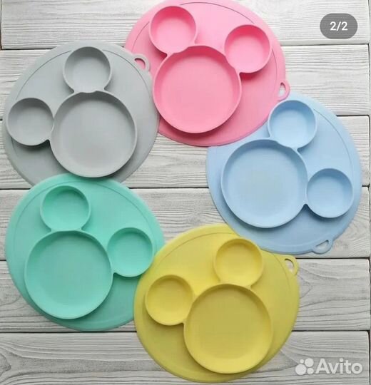 Детская силиковая тарелка Микки, нагрудник