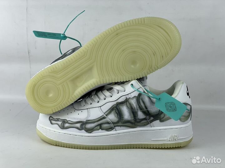 Кеды белые Nike Air Force 1 low skeleton halloween