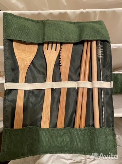 Набор многоразовых столовых приборов из дерева