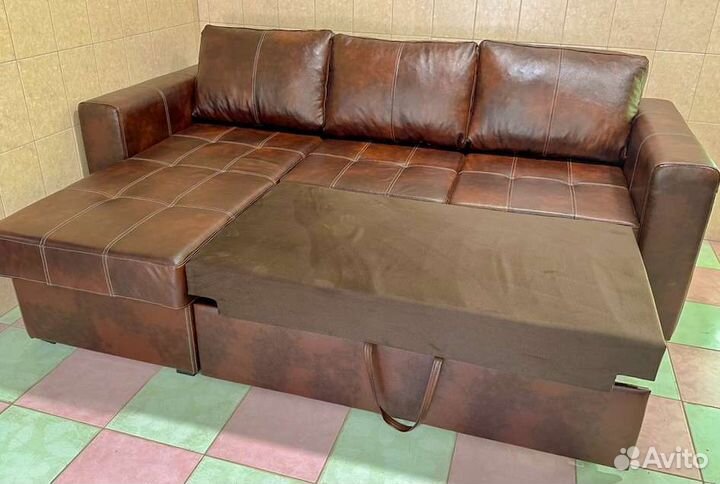 Диван кровать, кожаный, финский