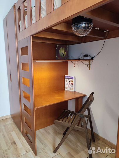 Детская двухъярусная кровать чердак со шкафом