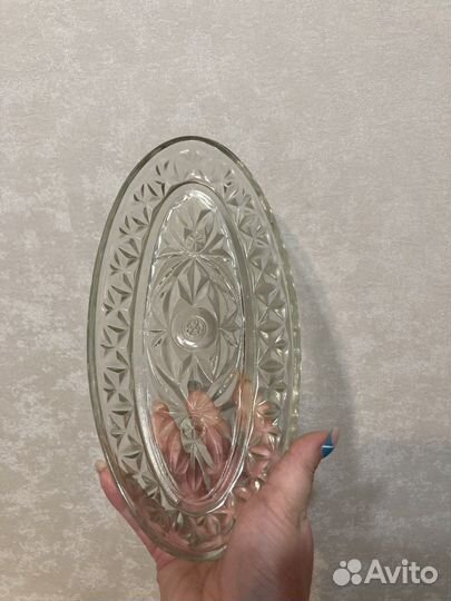 Блюдо для рыбы СССР стекло для закусок Селедочница