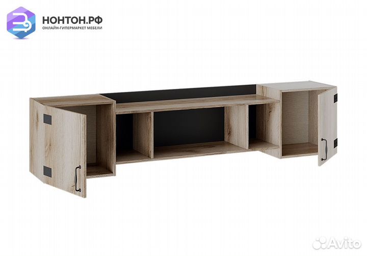 Шкаф навесной большой Окланд фон черный / дуб дела