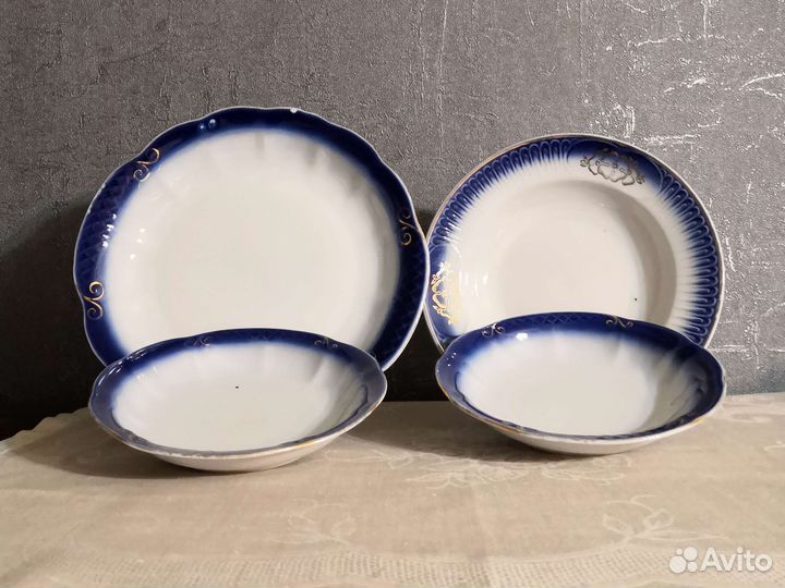 Тарелки кобальтовые с позолотой СССР