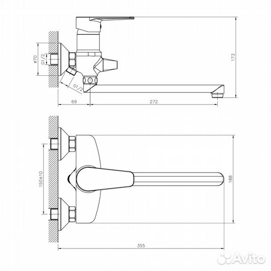 Смеситель для ванны decoroom dr72043 Хром