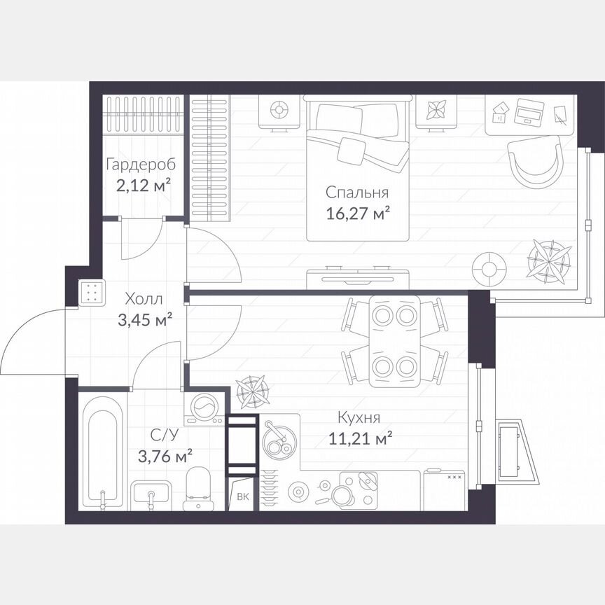 1-к. квартира, 36,8 м², 3/11 эт.