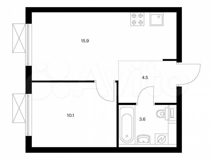 1-к. квартира, 34,1 м², 19/25 эт.