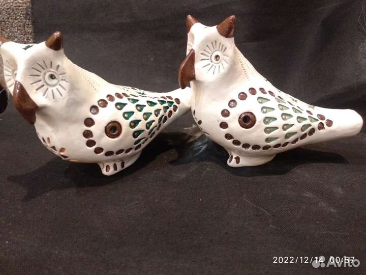 Свистулька Сова Саратовская глиняная игрушка