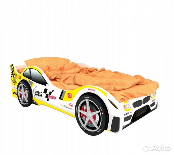 Кровать-машина Сочи с колесами (2шт.) и подсветкой