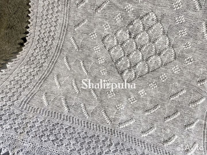 Паутинка, пуховый платок ручной работы, белый, 218