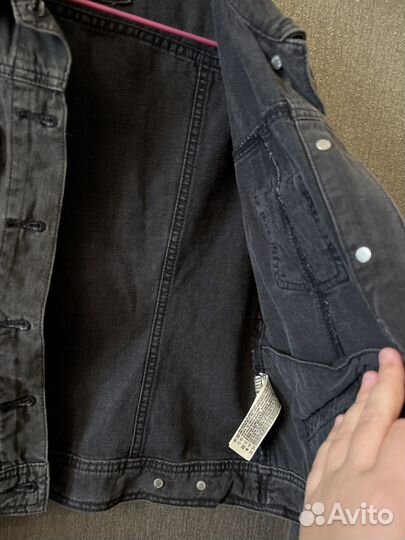 Женская джинсовая куртка черная Massimo Dutti р46