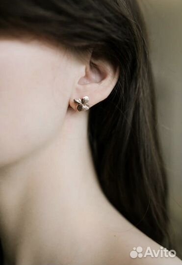 Серьги пусеты Shu-sha серебро в позолоте