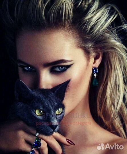 Картина по номерам 40x50 Девушка с черной