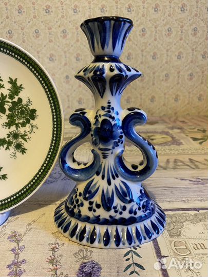 Тарелка декоративная Германия Гжель СССР