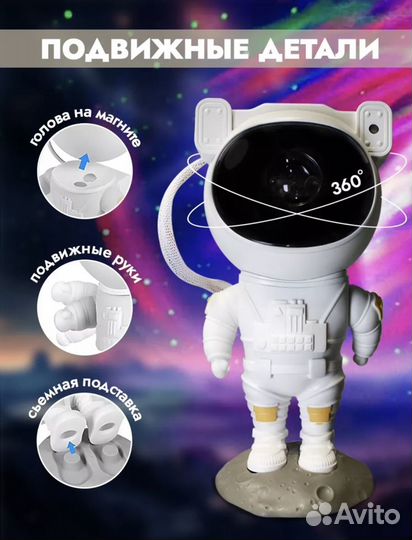 Ночник детский звездное небо космонавт + опт