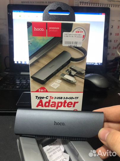 USB-хаб Hoco HB17 Metal Gray