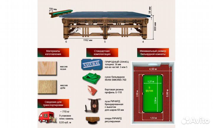 Бильярдный стол Ричард Пул 9ф (rch9dp)
