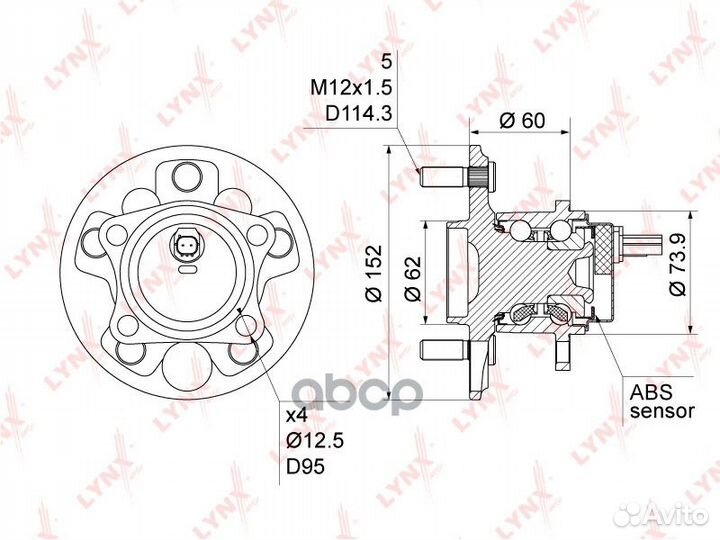 Ступица задн. в сборе с ABS WH-1042 lynxauto