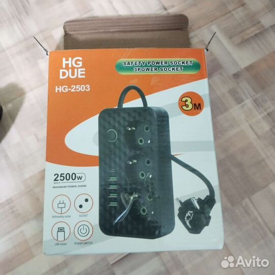 Сетевой фильтр 4 usb, 3 розетки