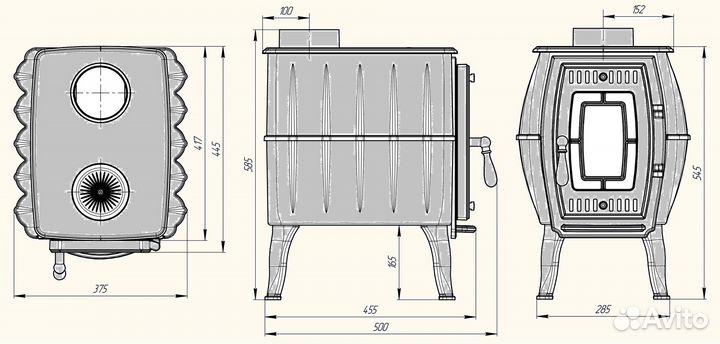 Чугунная печь Прометал Бахтинка черная