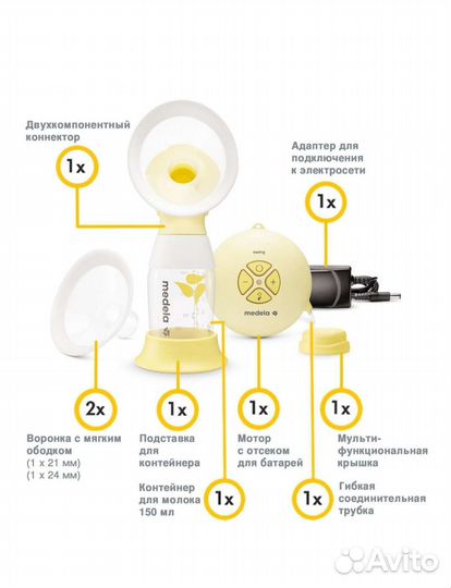 Молокоотсос medela swing flex электрический