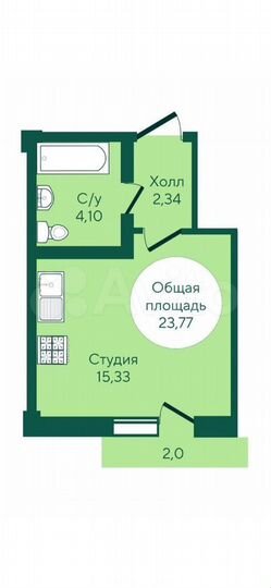 Квартира-студия, 23,8 м², 6/7 эт.