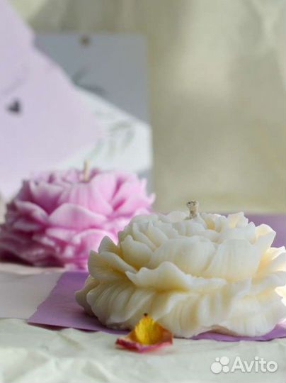 Соевые свечи ручной работы Пион