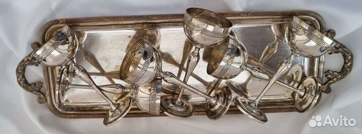 Набор рюмки поднос франция серебрение