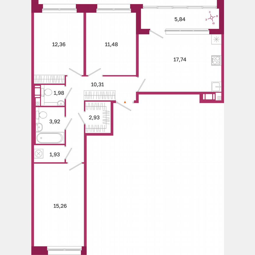 3-к. квартира, 80,8 м², 7/10 эт.