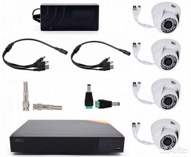Видеонаблюдение (комплект 4 AHD видеокамеры)