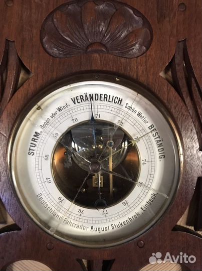 Большой Старинный барометр/термометр Германия 40 г