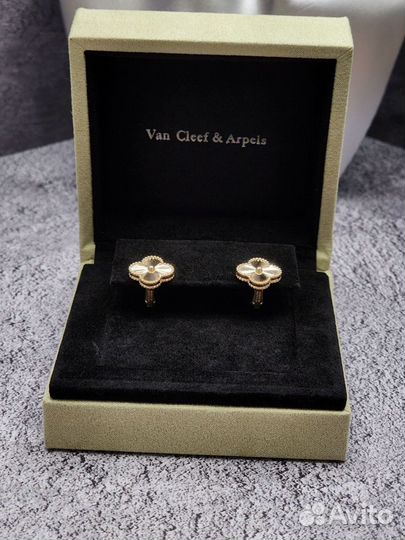 Серьги золотые Van Cleef Alhambra