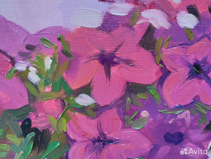 Картина в интерьер маслом. Петуньи