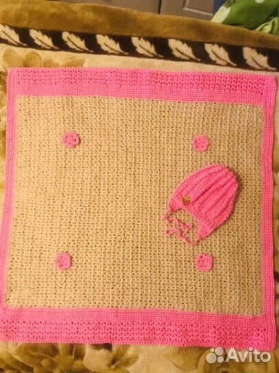 Новый детский плед и шапочка