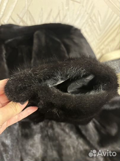 Шуба норковая черная с капюшоном