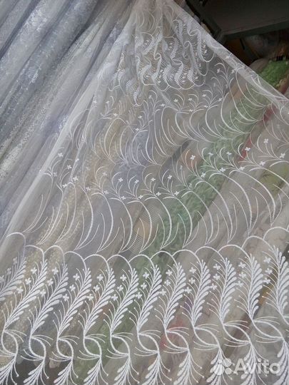 Тюль с вышивкой, готовые комплекты