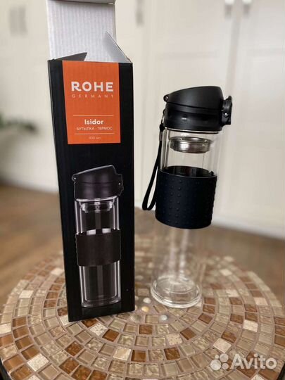 Новая бутылка-термос из двойного стекла 400 мл