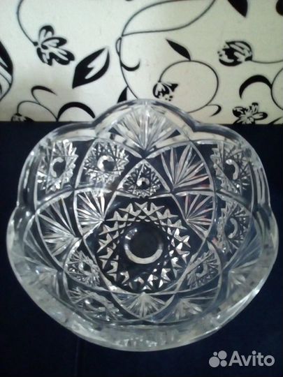 Хрустальный салатник, винтаж
