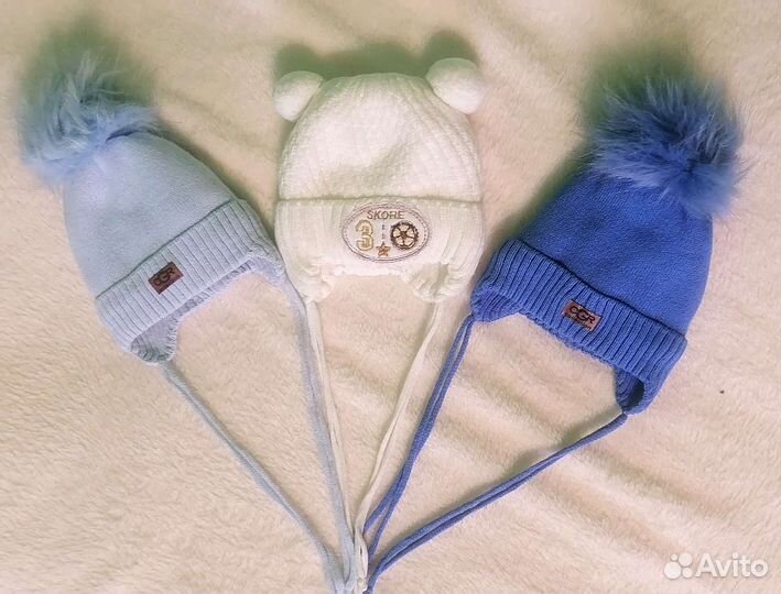 Зимние шапочки 0-3 мес