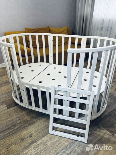 Детская кроватка трансформер 6в1 круглая, овальная
