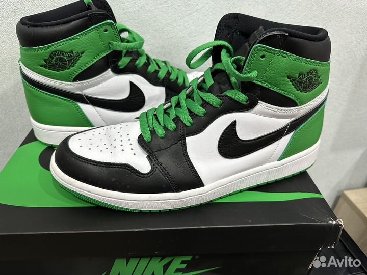 Кроссовки Nike air jordan 1 black/lucky green